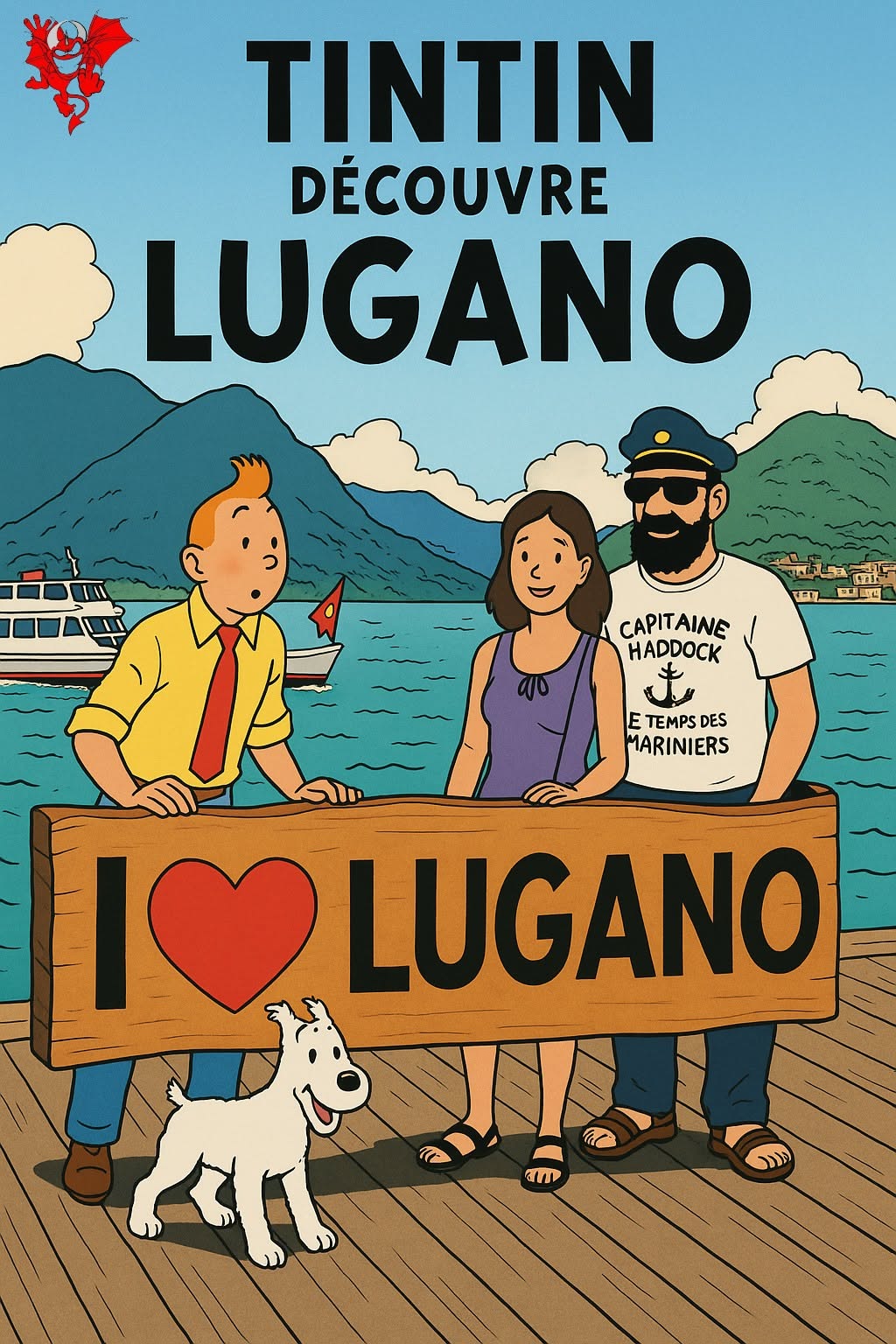 丁丁题材旅行海报 · Lugano